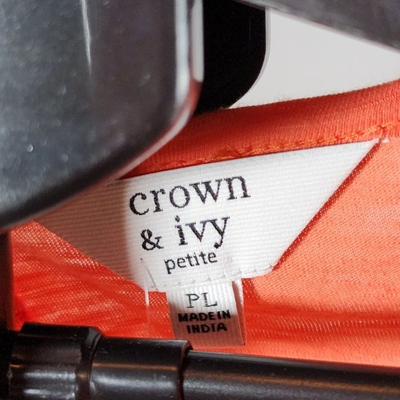 Crown & Ivy PL Orange Crochet 100% Cotton Tunic With Scoop Neck and Eye Opening - Picture 7 of 15